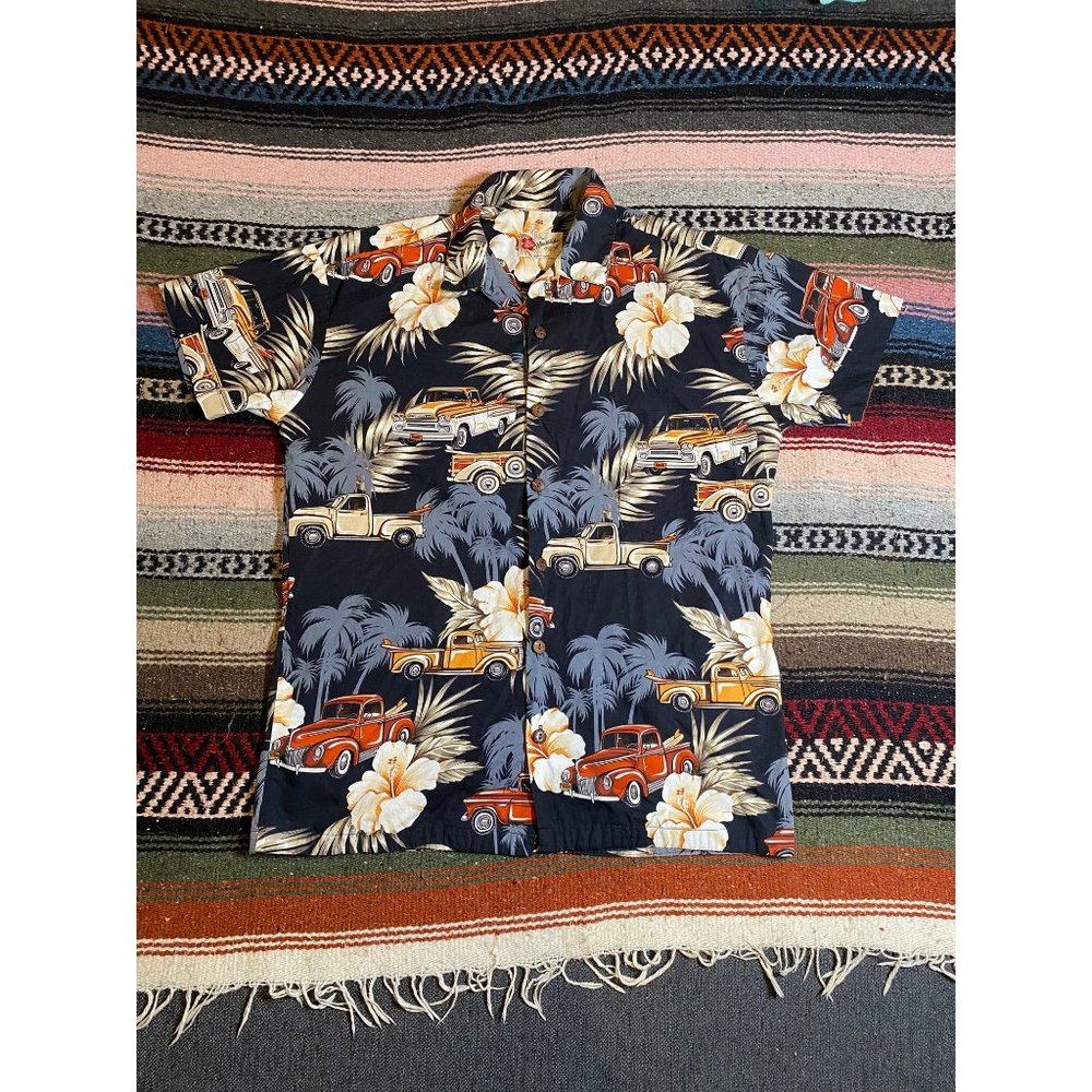 Hilo Hattie Classic Truck print Hawaiian Shirt made in Hawaii